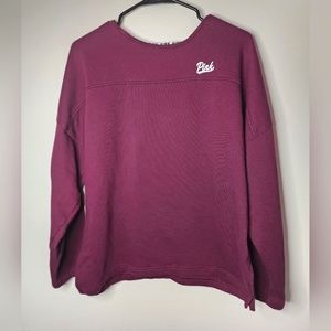 PINK Victoria's Secret Long Sleeve Wide Neck Sweatshirt, Maroon, Women's Medium